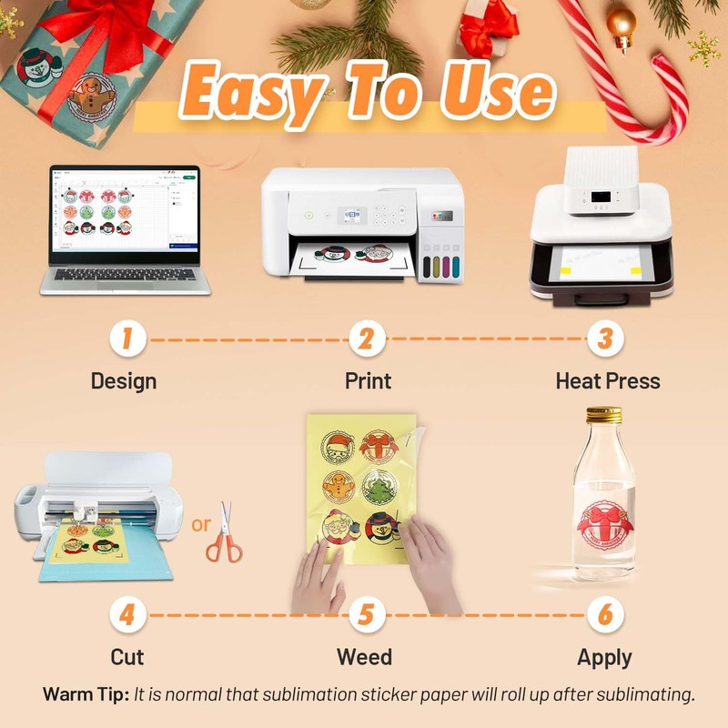 TransOurDream Sublimation Sticker Paper-10 Pcs 100% Glossy Clear Waterproof Sublimation