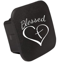 2 Inch Trailer Hitch Cover Compatible with Blessed Cross and Heart Christian, Rubber Receiver Tube Hitch Plug