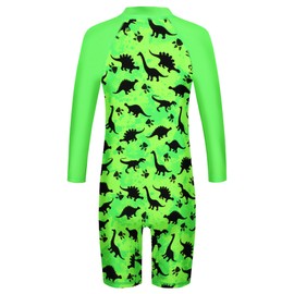 TFJH E Long Sleeve Swimsuits for Boys 1PCS Bathing Suits UPF 50+ Rash Guard Swimwear 498 Green Dinosaur 104/110