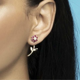 Erimberate Bohemian Crystal Flower Stud Earrings Purple Flower Cz Earrings Purple Rhinestone Flower Stud Earrings Minimalist Flower Earrings Jewelry for Women Gifts