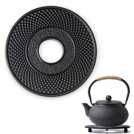 yowodana Ironware Pot Bed Teapot Rest, 5.2 inches (13.2 cm), Round, Trivet, Pot Trivet, Cookware, Non-Slip Insulation, Perfect for Teapots on Kitchen Tables, Black