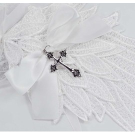 Nite closet Lolita Headband Cross White Bow for Women Wing Hair Accessory Gothic Headpieces (White)