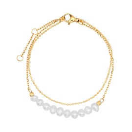 Heideman Tony Women's Bracelet Stainless Steel Silver Gold Rose Gold Coloured Polished Bracelet for Women with Pearl White Rose Gold-Plated, Stainless Steel, Pearl