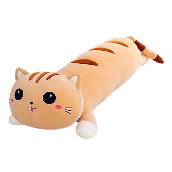 Cute Long Cat Plush Pillow - Soft Cat Stuffed Animal Body Pillow for Kids and Girlfriend, Kitten Plushie Toy for Sleeping and Decor, Idea(Brown,20in/50cm)