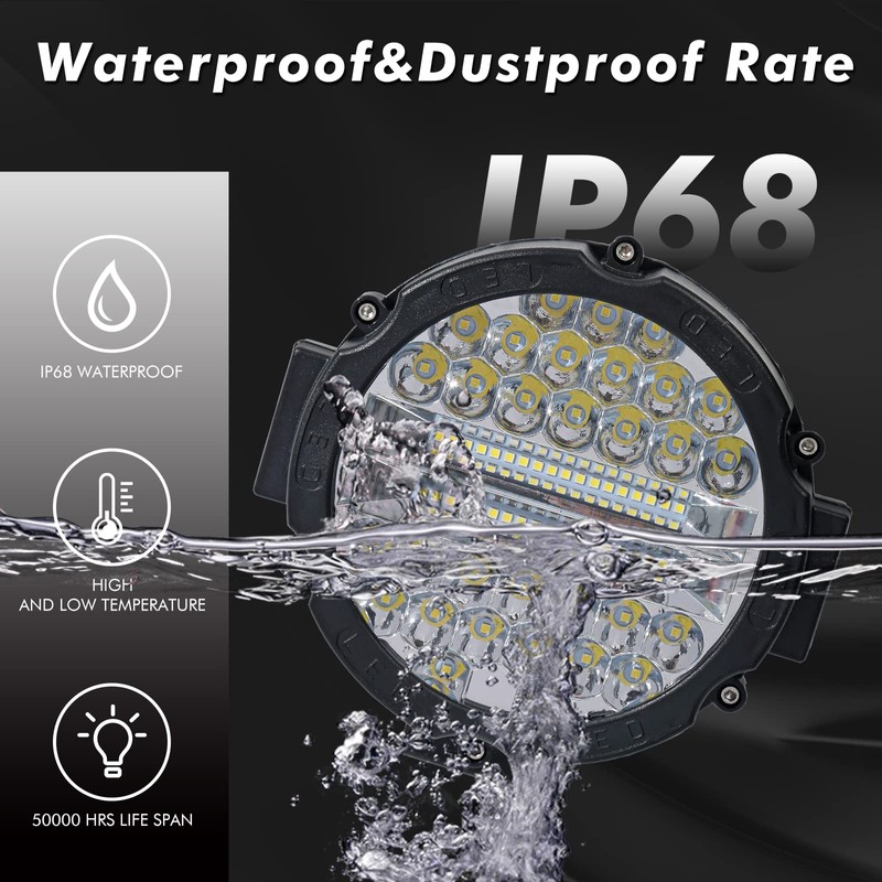 WINBANG 7 Inch Round LED Light Bar, 2PCS 201W Driving