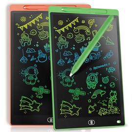 [2 Pack] Genialba 10 Inch LCD Writing Board, Colourful LCD Writing Tablet, Electronic Graphic Tablet for Children's Games (Green&Orange)