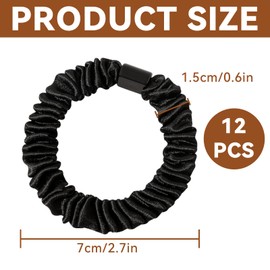 Xiciki 12Pcs Satin Scrunchies, Scrunchie for Women, Silk Skinny Scrunchies Set, Hair Bands for Women Fine Hair Silk Satin Hair Scrunchie, No Damage Breakage for Black Hair Bobbles