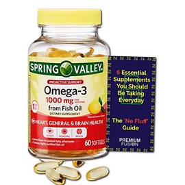 Omega-3 de aceite de pescado, apoyo proactivo, 1000 mg, 60 cpsulas blandas (sabor limn)  bolsa de vitaminas y gua de suplementos                      
