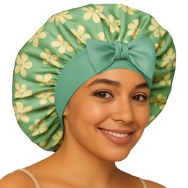 Silk Hair Bonnet with Strap for Sleeping, Double-Layer Satin Sleep Cap for Women, Soft Lining Sleep Wrap for Curly and Natural Hair