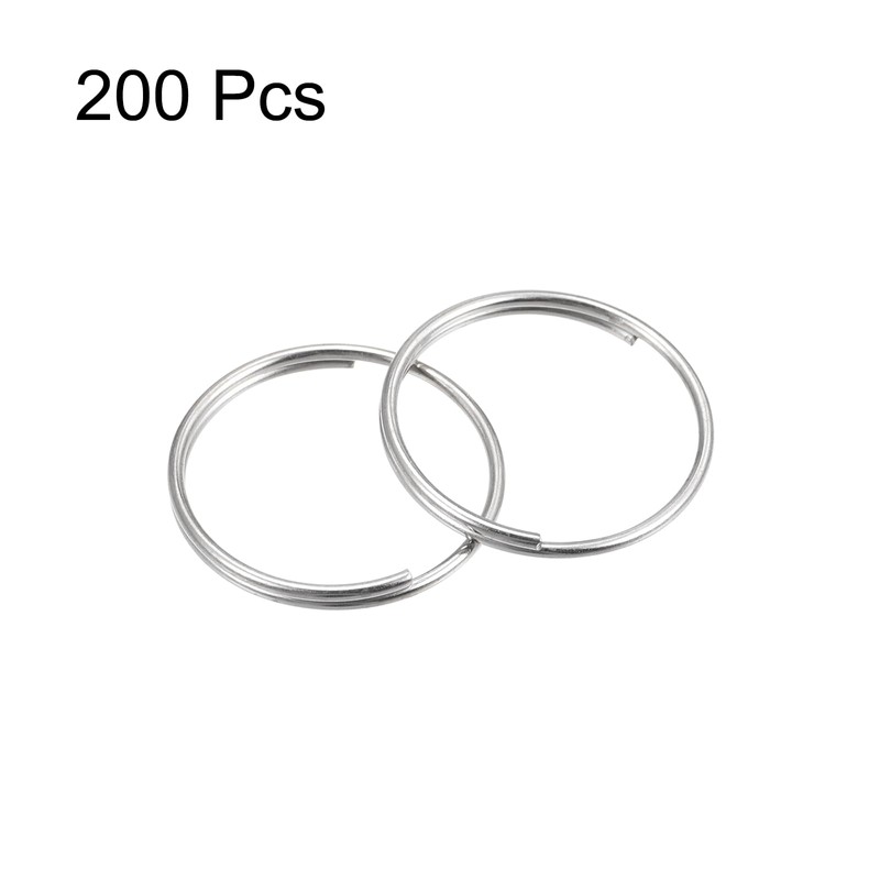 sourcing map Double Loop Split Rings 14 mm Round Key