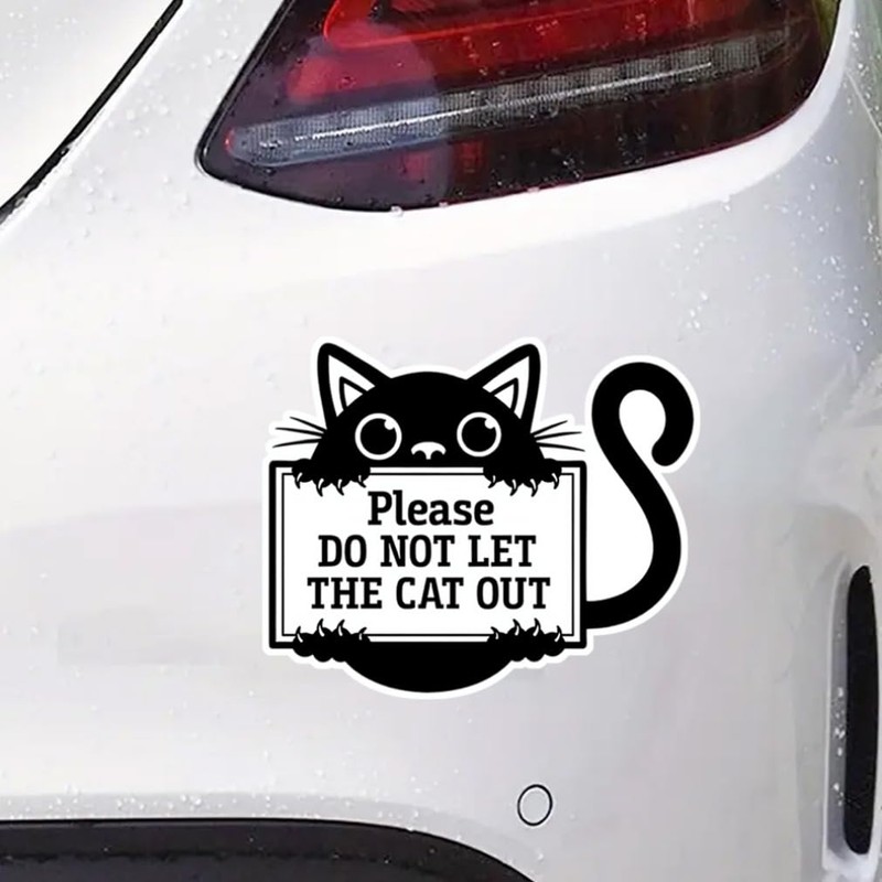 2枚セット 14x11.5cm 「猫を外に出さないで」ユーモア防水ビニール車用デカール 外装デコレーションアクセサリー 車・バイク・ノートPC・バン・窓・ドア・壁などに使用可能 | #JP07