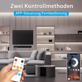 Yeewhale Cob LED Strip 10 m, with Remote Control, App Control, DC24 V 6000 K White LED Strip, Flexible Dimmable COB LED Strip, Applicable to Bedroom, Room, Closet, DIY Decoration