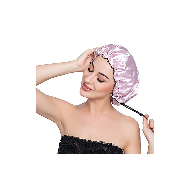 Stain Bonnet Silk Sleep Cap Adjustable Satin Cap for Night