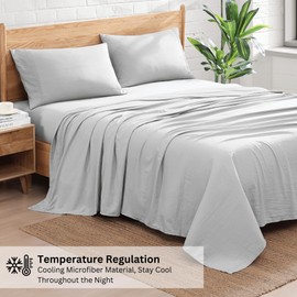 Casa Platino Pre-Washed Ultra Soft Brushed Microfiber Sheet Set - California King Size, Deep Pockets - Silver