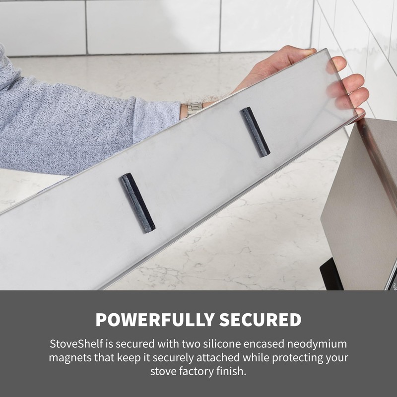 StoveShelf 30" Length Stainless Steel Finish Magnetic Shelf for Kitchen