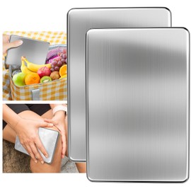 Surmol 2PCS Ice Packs for Lunch Boxes Reusable Stainless Steel Ice Packs, No Water Needed, for Coolers, Camping, and Picnic Baskets Metal Bento Box Ice Packs Keep Food and Drinks Fresh and Cool