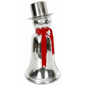 Sweet Summer Living Snowman Bell Shape, Table Top, Centerpiece, Seasonal Decor Mercury Glass Silver (17"" H x 9"" W), 00113