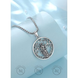 CELESTIA Moon Goddess Hecate Necklace Women's Moon Chain Silver 925 Witch Witch Jewellery Esoteric Spiritual Gifts Women, Sterling Silver, Not Applicable