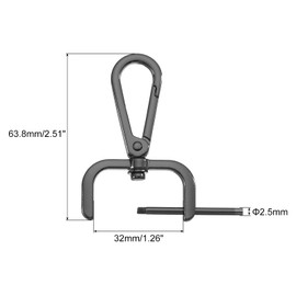 QUARKZMAN Pack of 4 Swivel Carabiner Hooks, 32 mm (1 Inch) D-Ring Removable Snap Hook Metal Lobster Clasp with Screwdriver for Making, Black