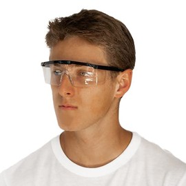 SPECTRUM UNIFORMS Clear Safety Protective Glasses Scratch Resistant Goggles | Temple vent safety accessories | Ideal eyeglasses for Adult Men & Women-Black-SM112