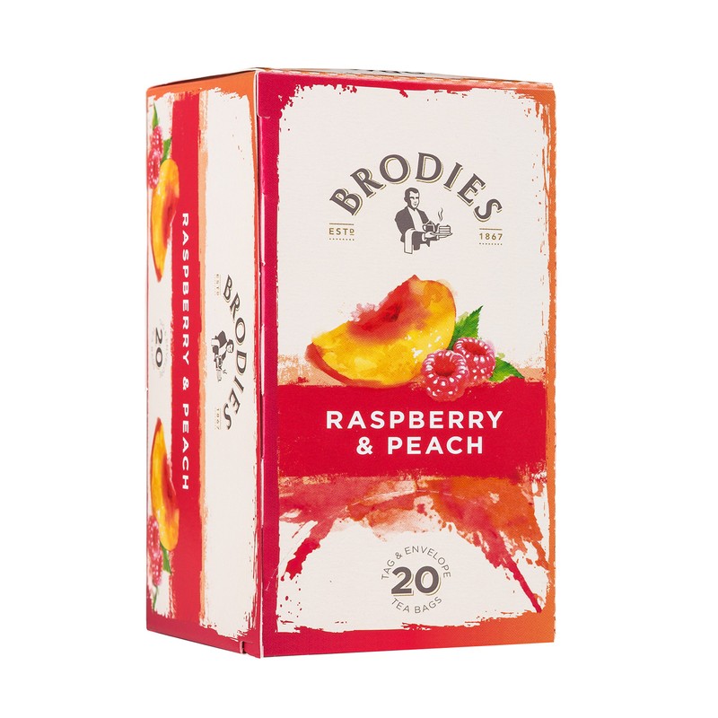 Brodies Tea, Raspberry & Peach, 20-Count Tea Bag 1.41oz