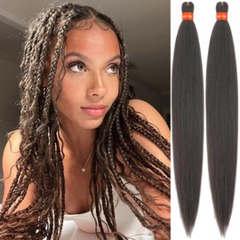 Brown Black Pre Stretched Braiding Hair Colorful 30 Inch 2 Packs Festival Yaki Texture Braid Hair Extensions Easy to Use