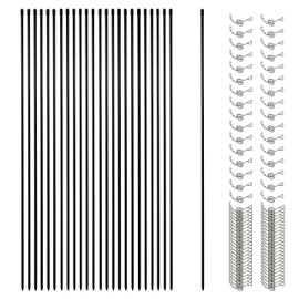 Sunnyglade 45.3 Inch 25 Pcs Fiberglass Electric Fence Posts with 100 Pcs Metal Loops, Temporary Fence Stakes for Animals Fence, Garden Protection