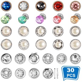30 Pcs Women Shirt Brooch Buttons Cover Up Brooch Pins Safety Invisible Buttons Prevent Accidental Exposure of Buttons for Women Girls Clothes Cardigan Dress (Retro Style)