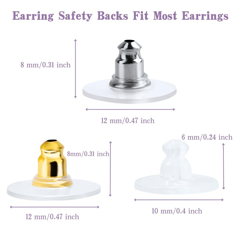 Fishhook Earring Backs for Droopy Ears, Earring Backs Replacement, Bullet