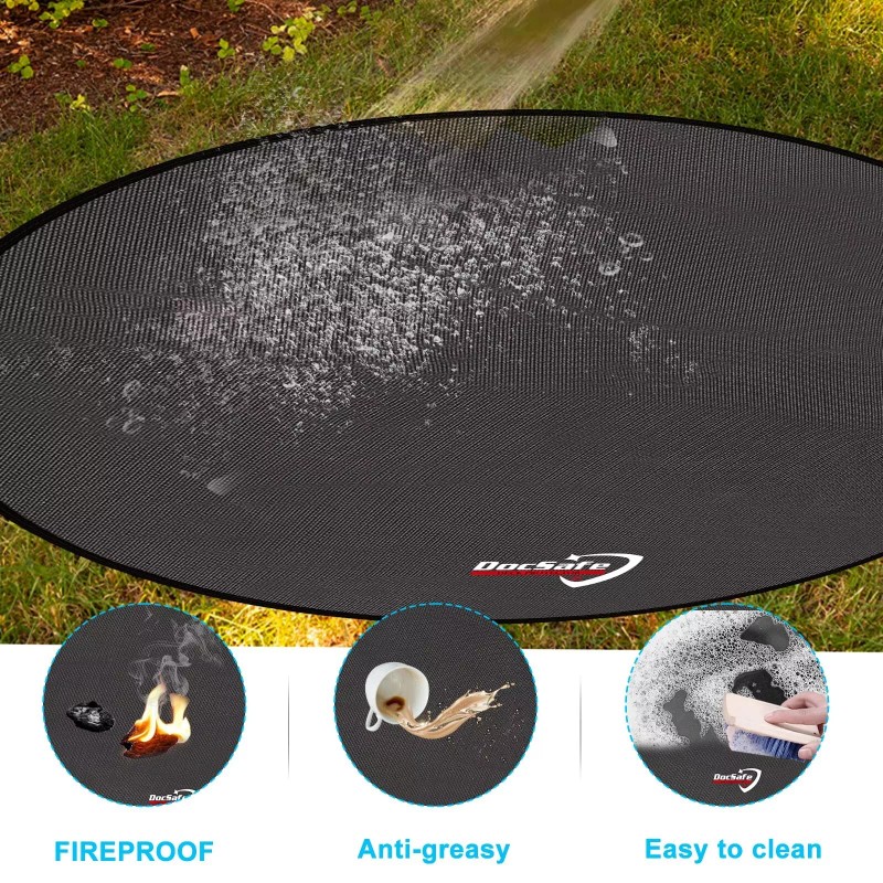 DocSafe 48" Round Fire Pit Mat,4-Layer Under Grill Mat Deck