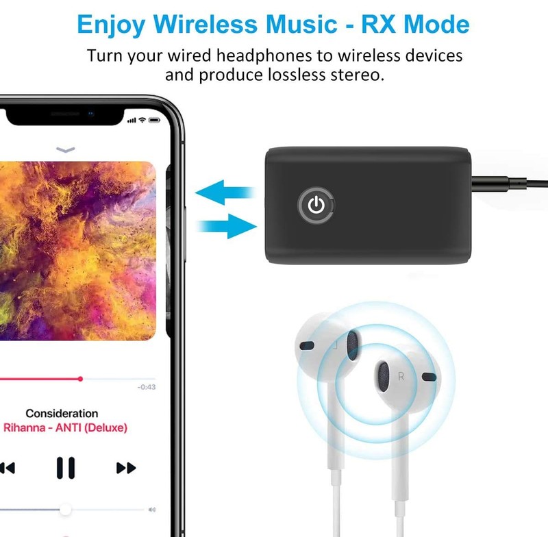 Bluetooth 5.3 Transmitter and Receiver, 2-in-1 3.5mm Wireless Audio Adapter,