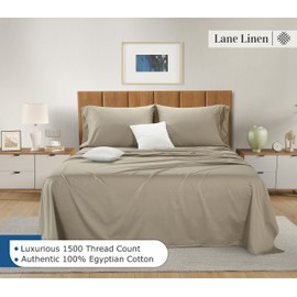LANE LINEN 100% Egyptian Cotton Full Size Bed Sheets Set - 1500 Thread Count, 4 Pieces Set - Premium Sateen Weave Cotton Full Bed Sheets Set - 15" Deep Pocket Full Size Sheets Set - Linen