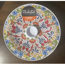 IL MULINO NEW!!! MELAMINE Spanish Tile Floral Tortilla Bowl w/ Lid 9” Red Blue