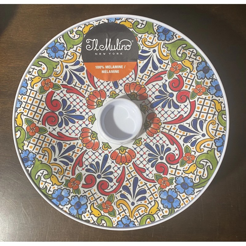 IL MULINO NEW!!! MELAMINE Spanish Tile Floral Tortilla Bowl w/