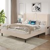 VECELO Queen Bed Frame with Upholstered Wingback Headboard, Heavy-Duty Platform