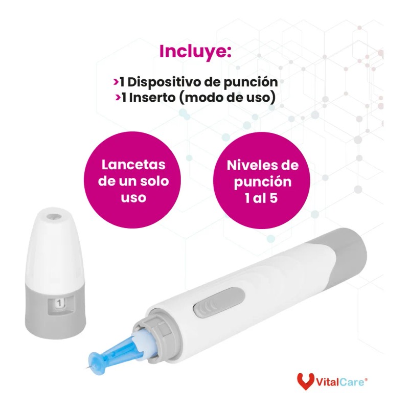 Kit Glucómetro 310 Vitalcare Con 50 Tiras + 100 Lancetas