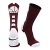 MadSportsStuff Basketball Logo Athletic Crew Socks, Medium - Maroon/White