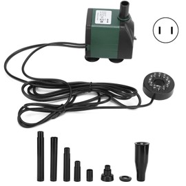 Fish Tank Submersible Water Pump with Colorful LED Light Aquarium Silent Fountain PumpGreen US Plug 110V