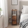 TUTOTAK Small Narrow LED End Table with Charging Station, Side