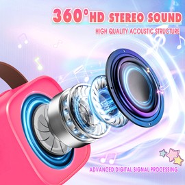 Dislocati Girls Birthday Presents,Karaoke Machine 2 Microphones Girls Toys Age 3-15 Year Old Gifts Kids Wireless Bluetooth Speaker Kids Karaoke Microphones