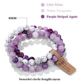 WEIZAIJY Men's and Women's Natural Stone Friendship Bracelet, Diameter 8 mm, Pearl Bracelet, Suitable for Family and Friends, 19 cm, Stone, No Gemstone