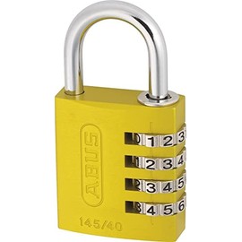 ABUS Combination Lock 145/40 Yellow - Luggage Lock, Locker Lock and Much More. - Aluminium Padlock - Individually Adjustable Numerical Code - ABUS Security Level 4