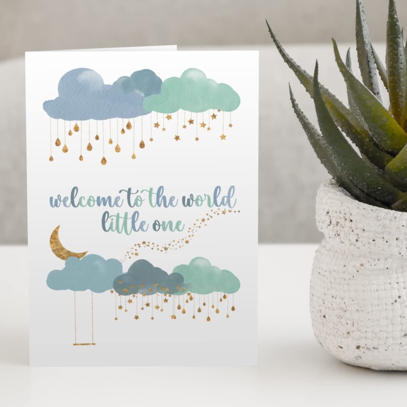 BWW Print - Welcome Little One Blue - Baby A5