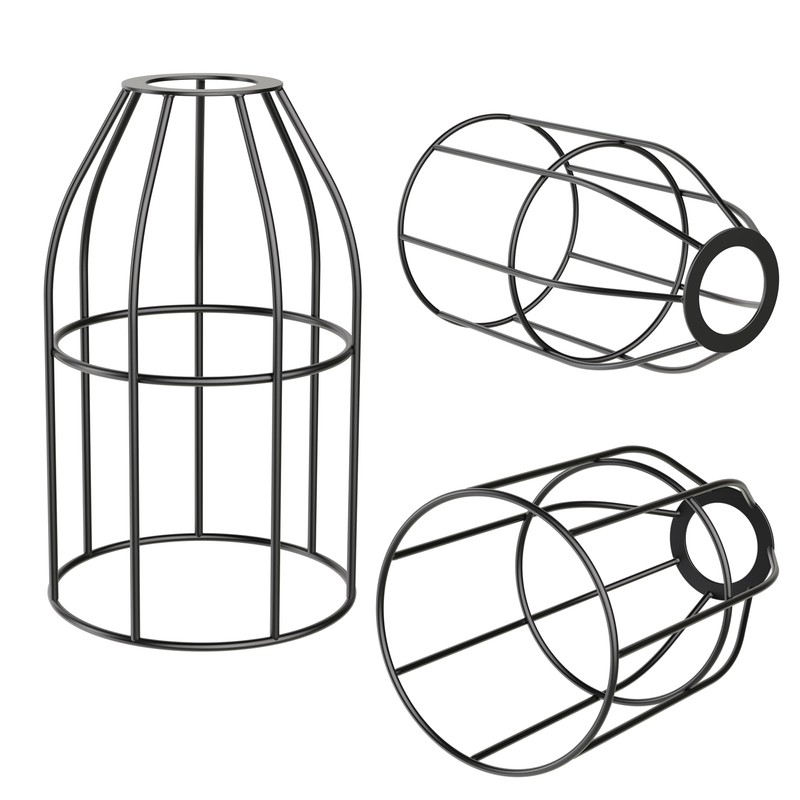 ledscom.de Pack of 3 Cage Lampshade, Black, 122 mm Diameter