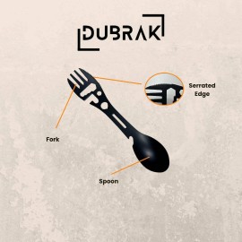 Dubrak 10-in-1 Multifunction Spork Set for Camping, Hiking, Bushcraft & Survival
