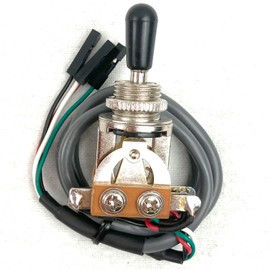 3 Way Toggle Switch Guitar Pickup Selector Pre-Wired for EMG Solderless (Chrome, 17" Wire)