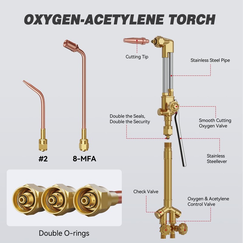 ARCCAPTAIN Oxy Acetylene Cutting Torch, Heavy Duty Cutting Torch Kit,