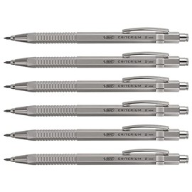 BIC Pack of 6 Refillable Mechanical Pencils Cristerium Luxe Silver HB 2mm