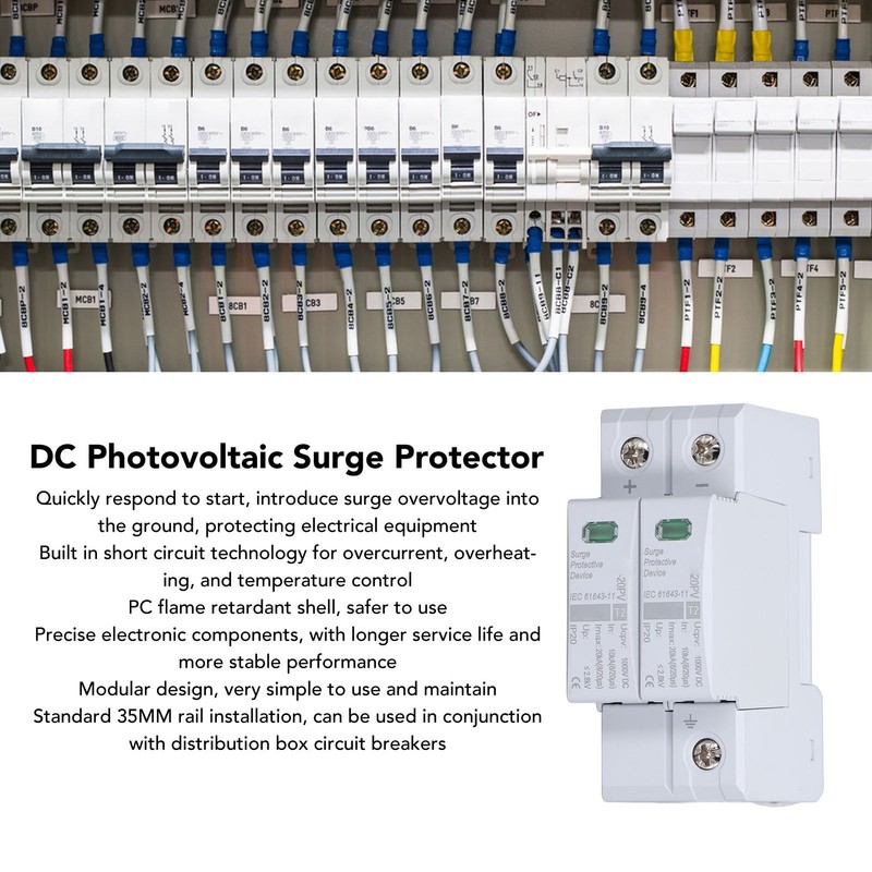 DC Solar PV Surge Protector 2P 10 To 20KA 35mm