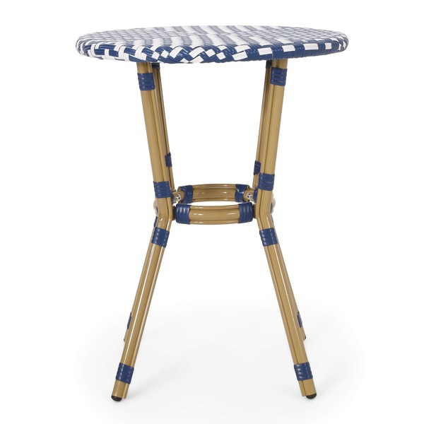 Christopher Knight Home Picardy Bistro Table, Navy Blue + White + Bamboo Print Finish